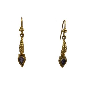 gold plated sterling silver earrings set with amethyst gemstones