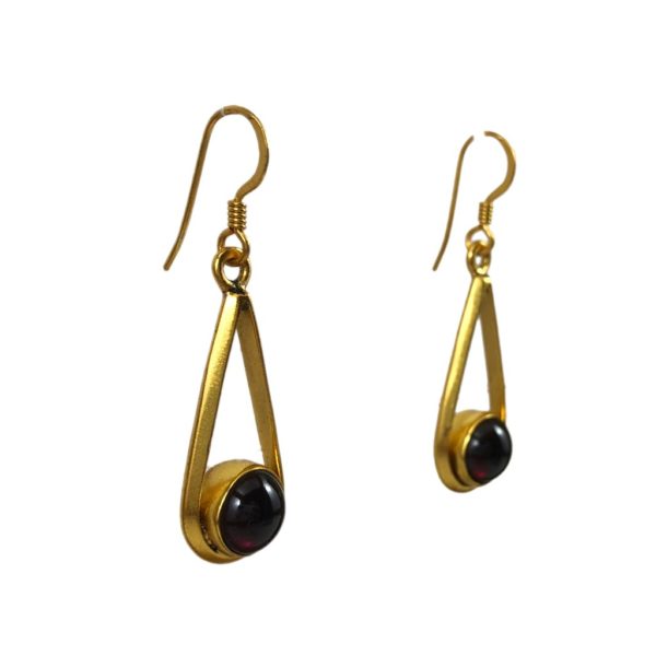 sideview of gold plated sterling silver earrings for women