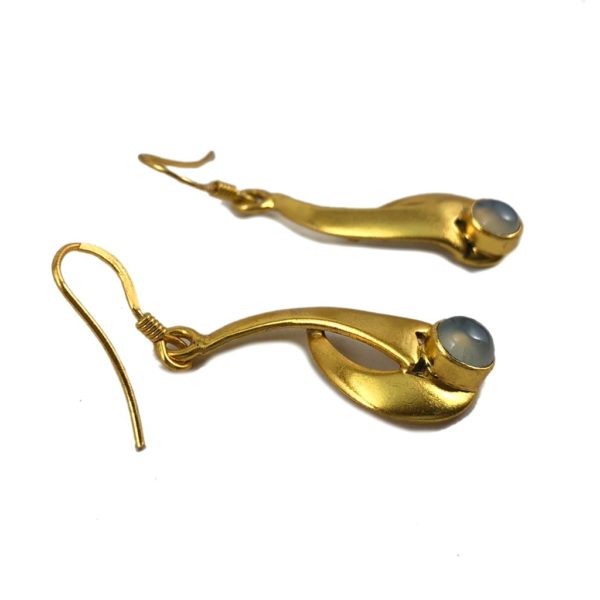 Gold Plated Moonstone Earrings - Image 2