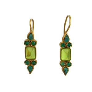 turquoise & peridot green blue gold plated silver earrings