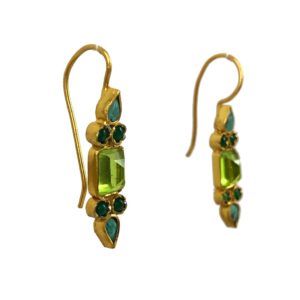 Gold Plated Turquoise Peridot (Green) Earrings - Image 2