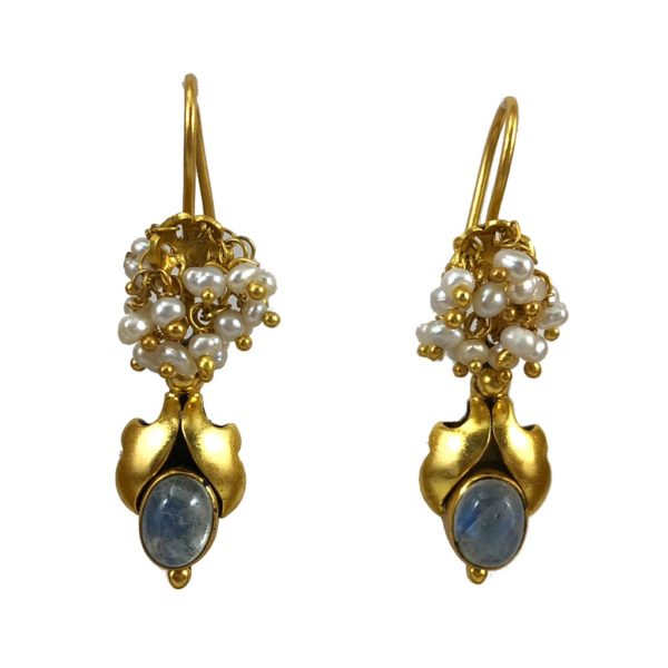 gemstone set gold plated sterling silver earrings for women