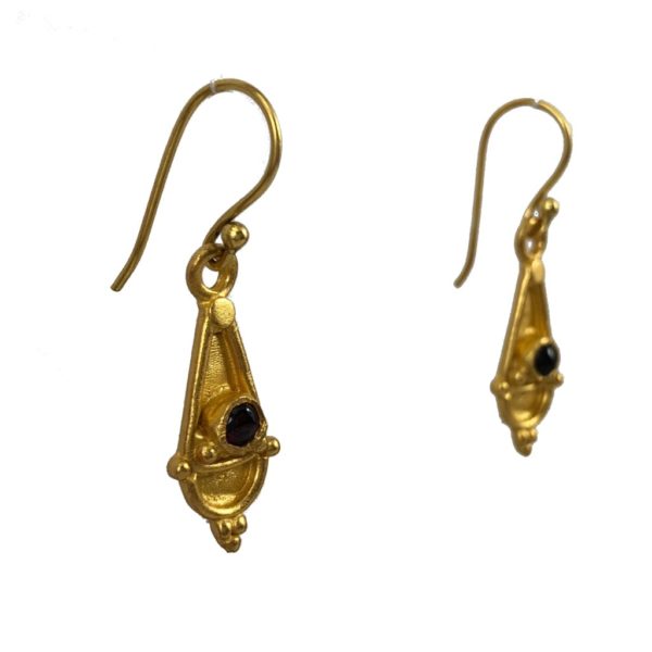 Small Gold Plated Garnet Earrings - Image 2