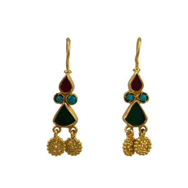 ethnic gold plated silver earrings
