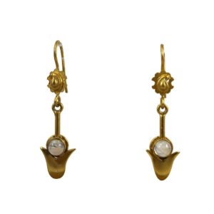 moonstone ethno modern gold plated silver earrings
