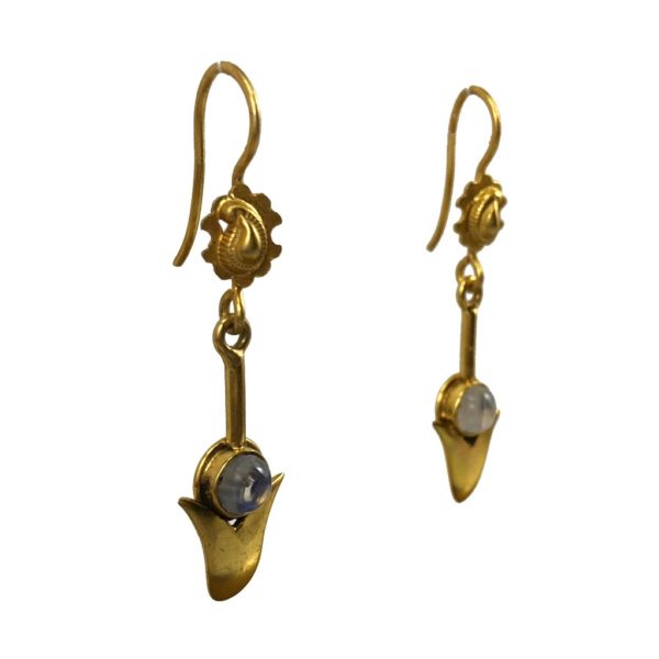 Gold Plated Moonstone Earrings - Image 2