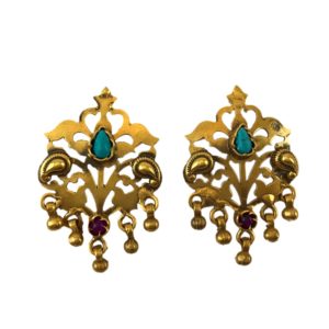 turquoise set gold plated sterling silver earrings inspired by mughal patterns
