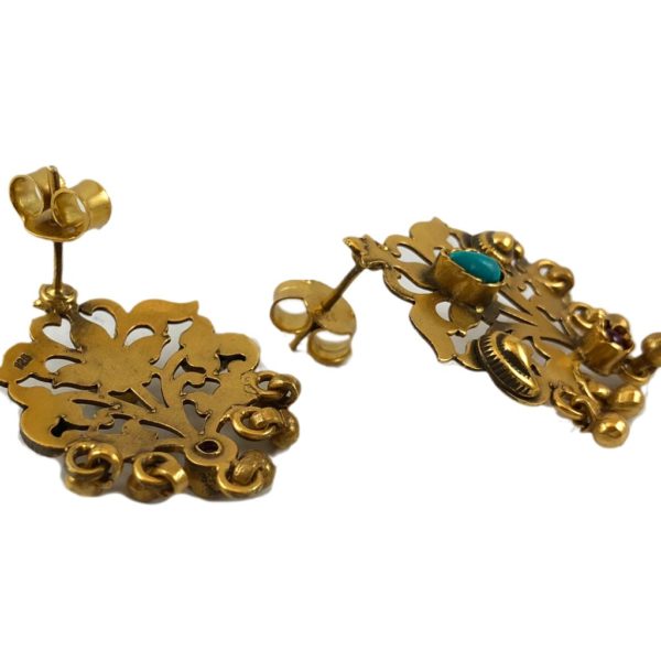 Turquoise Mughal Inspired Earrings - Image 2