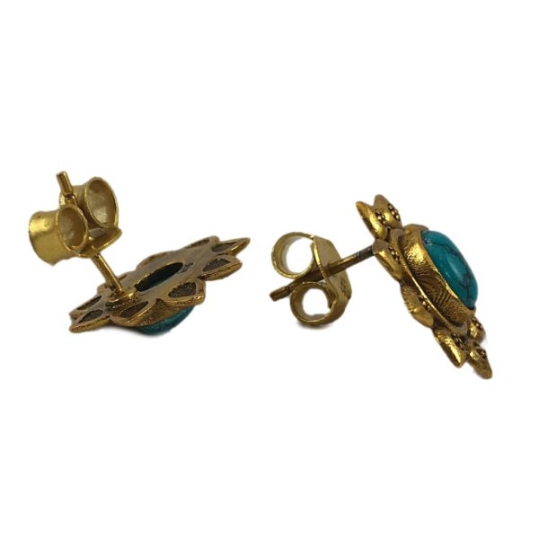 Turquoise Rava Work Stud Earrings - Image 2