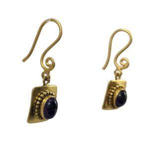 Gold plated Amethyst Rectangular Earrings - Image 2