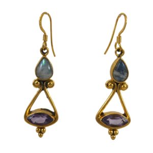 buy gold plated silver jewellery set with real gemstones