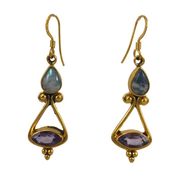 buy gold plated silver jewellery set with real gemstones