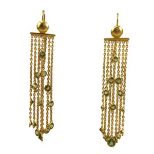 peridot chain gold plated silver earrings from gold plated silver jewellery collection