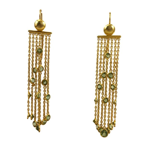 peridot chain gold plated silver earrings from gold plated silver jewellery collection