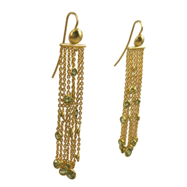 Gold Plated Peridot Chain Earrings - Image 2
