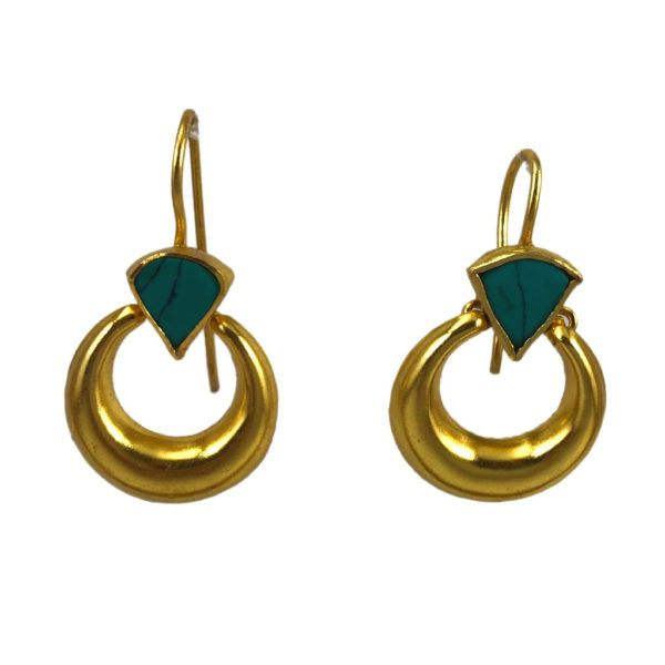 buy gold plated silver earrings set with turquoise from gold plated silver jewellery collection