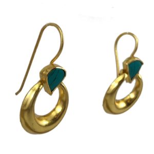 turquoise set gold plated silver earrings