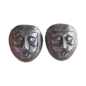 Oxidized silver lion head earrings from silver jewellery for women collection