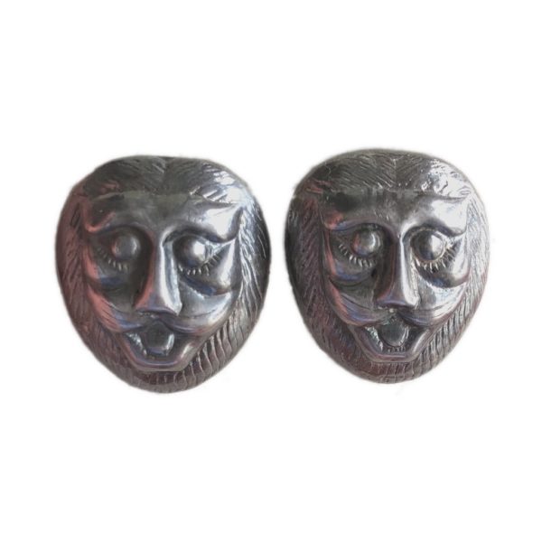 Oxidized silver lion head earrings from silver jewellery for women collection