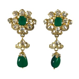 gold plated jadau silver jewellery set with gemstones