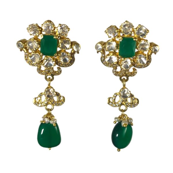 gold plated jadau silver jewellery set with gemstones