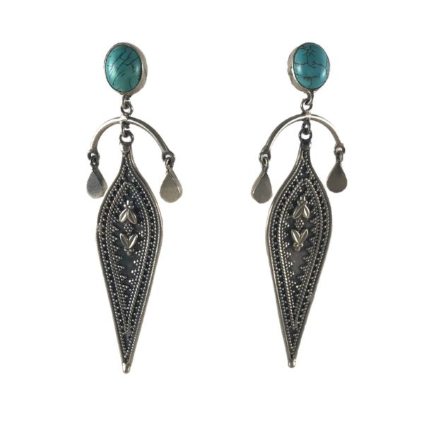 turquoise & rava work turquoise earrings