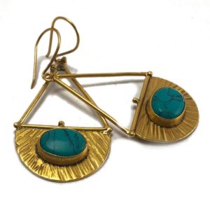 turquoise gold plated silver earrings from modern gold plate silver jewellery collection