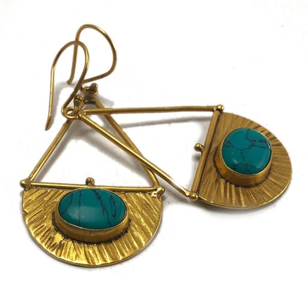 turquoise gold plated silver earrings from modern gold plate silver jewellery collection