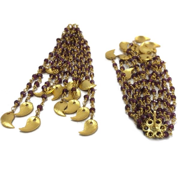 Long tourmaline tassel gold plated earrings - Image 2