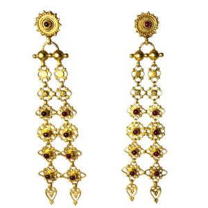 indo-western gold plated silver earrings set with garnets