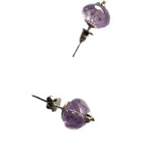 amethyst bead earrings in sterling silver