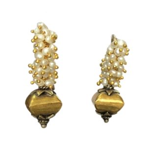 buy pearls bunch gold plated sterling silver earrings