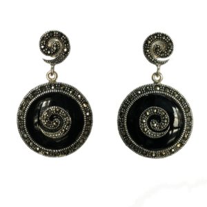 black onyx mercasite sterling silver jewellery