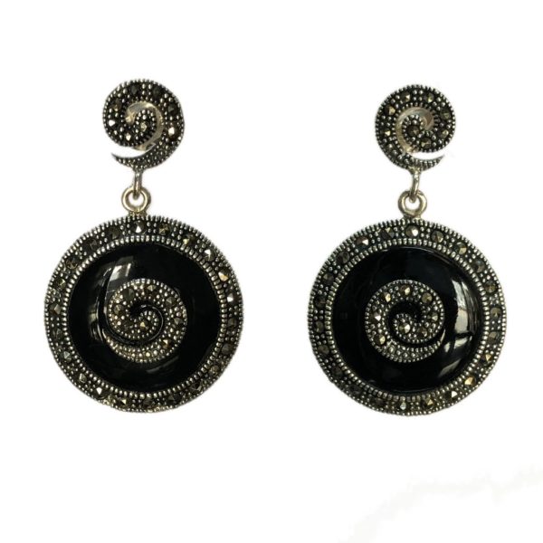 black onyx mercasite sterling silver jewellery