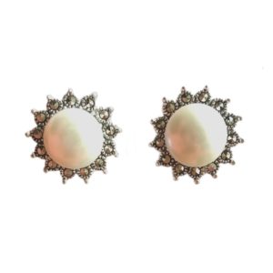 pearl & mercasite sterling silver stud earrings from sterling silver jewellery collection