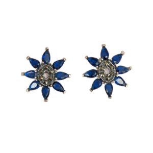 blue sterling silver studs set with mercasites