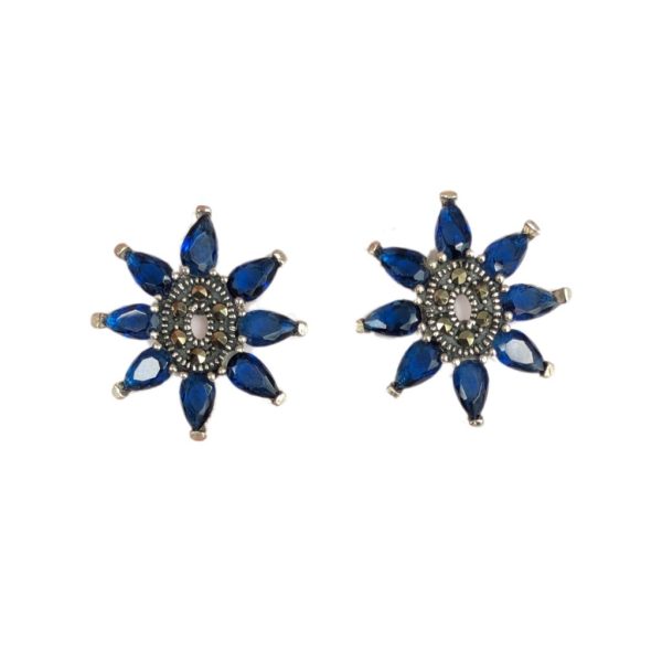 blue sterling silver studs set with mercasites