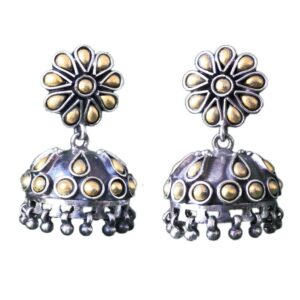 dual tone gold plated sterling silver jhumka jhumkis earrings