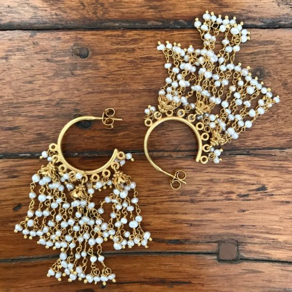 STRINGS gold wire crochet earrings, statement dangle earrings - Yooladesign