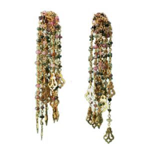 multi- colour tourmaline gold plated sterling silver earrings