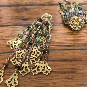 multi colour tourmaline string earrings