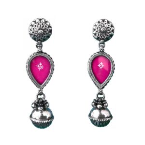 long sterling silver earrings with painting