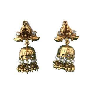 traditional jadu gold plated sterling silver jhumka