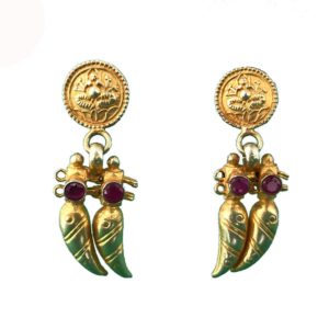 gold plated sterling silver ruby ganesh earrings