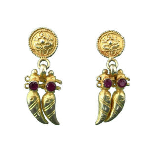gold plated sterling silver ruby ganesh earrings