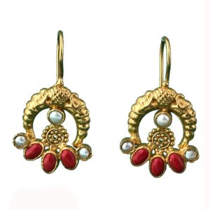 fish crest gold plated sterling silver earrings