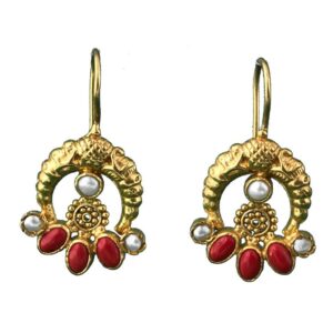 fish crest gold plated sterling silver earrings