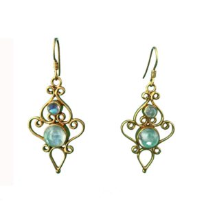 gold plated moon stone sterling silver earrings