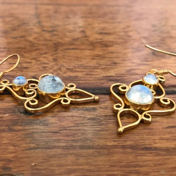 Moon stone Contemporary Gold plated Earrings - Image 2