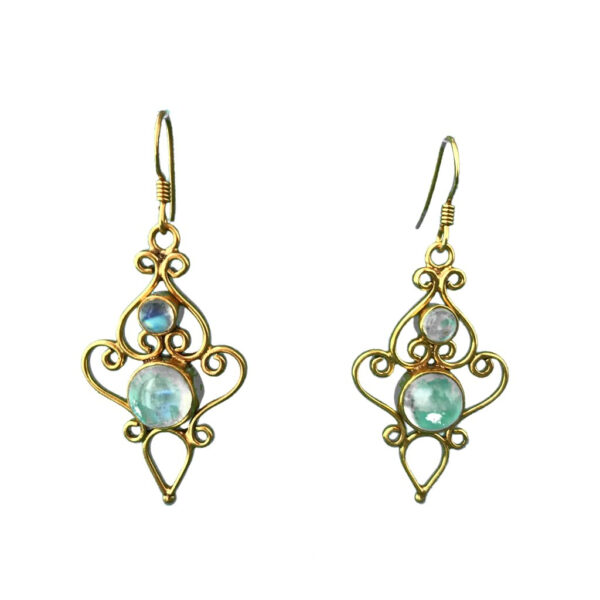 gold plated moon stone sterling silver earrings